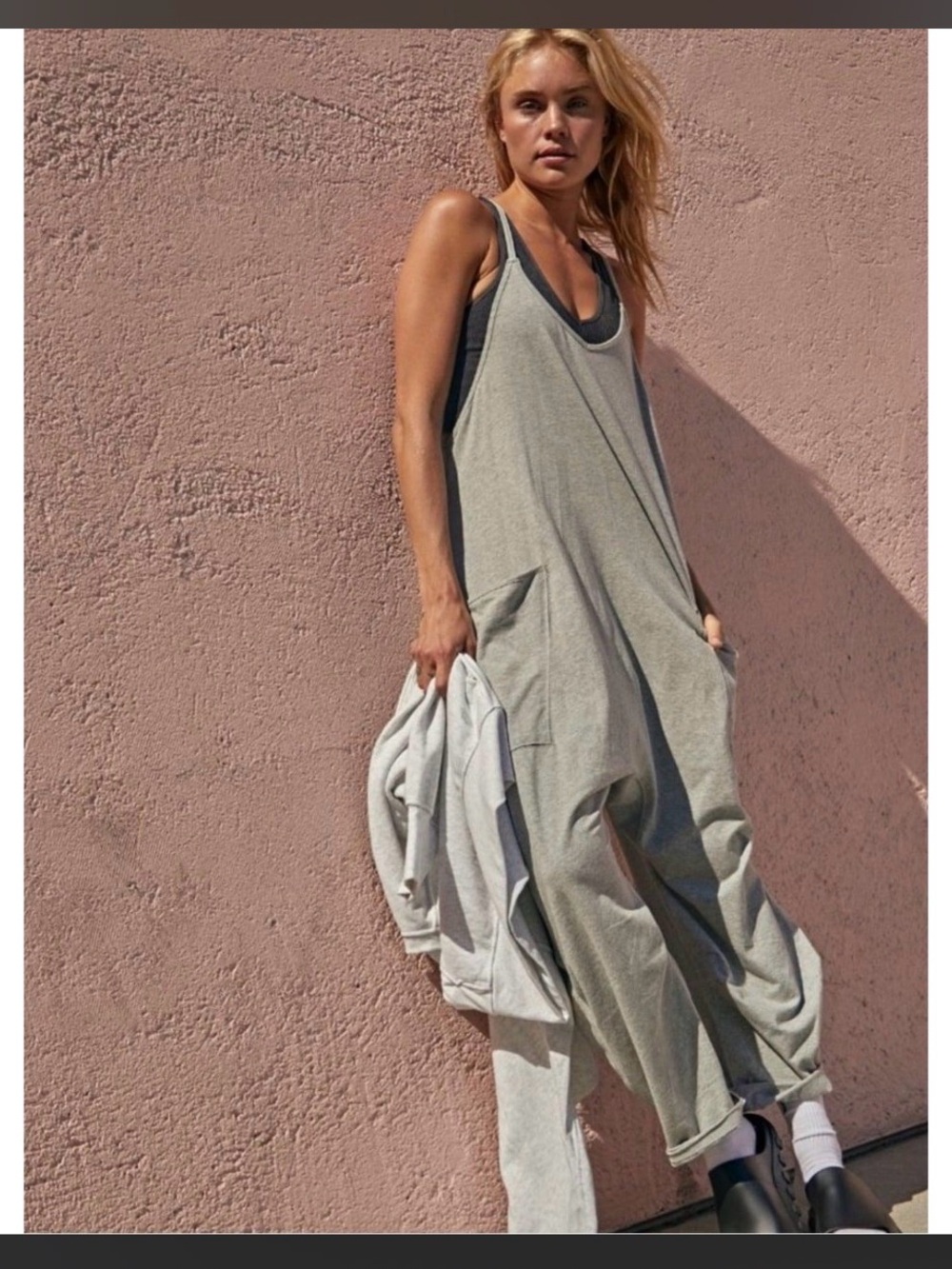 FP Movement by Free People Relaxed Grey Tank Jumpsuit